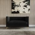 thumbnail image 3 of Home Design Weiss Velvet Square Arm Loveseat with Channel-Tufted Back and Gold Metal Legs, Modern Upholstered Living Room Seating, Black, 3 of 5
