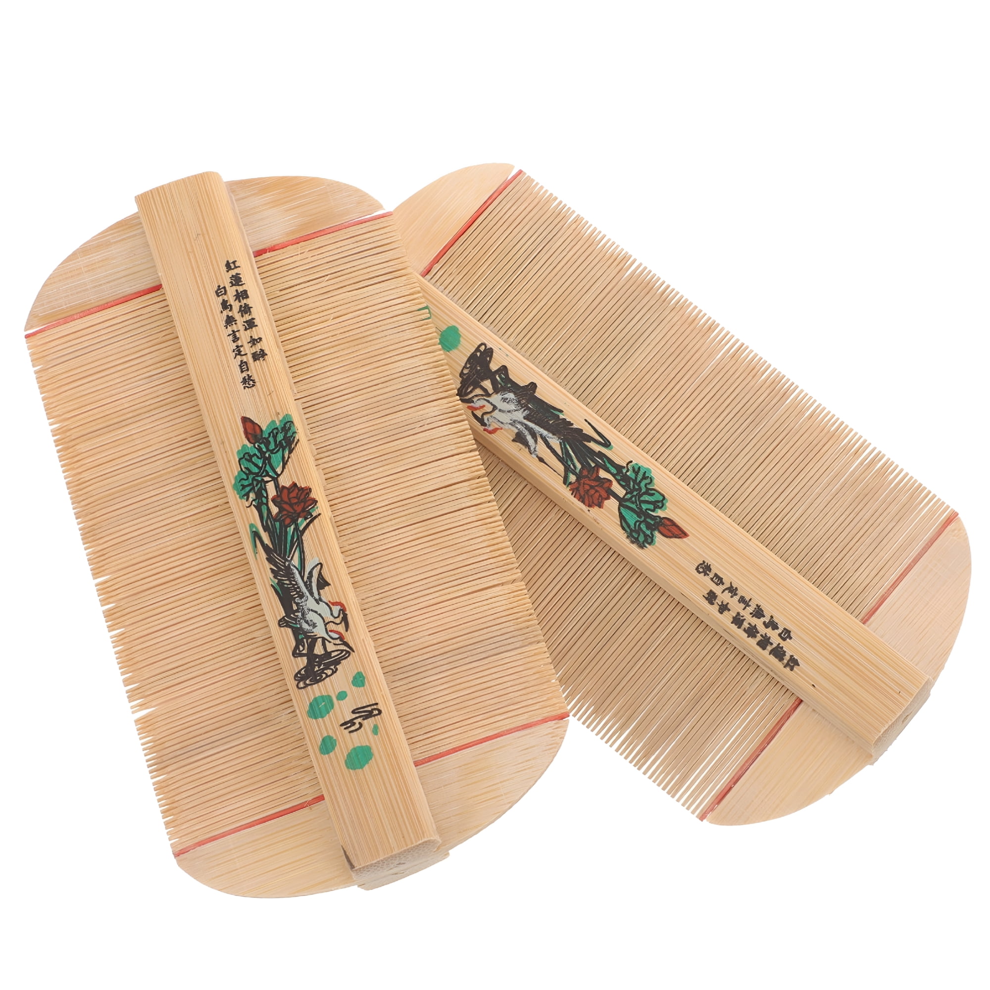 ACDANC 2 Pcs Lice Bamboo Grate Comb Encrypted Children'S Double-Sided to Remove Dandruff 2Pcs (Random Pattern) Tooth for Hair