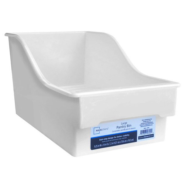 Mainstays Pantry 2Tier Large Storage Bin White