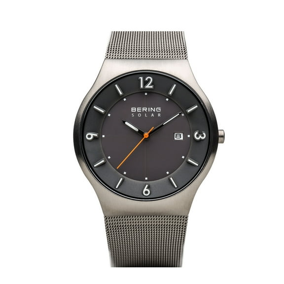 Bering Men's Time 14440-077 Solar Collection Watch with Mesh Band and scratch resistant sapphire crystal. Designed in Denmark. 14440-077