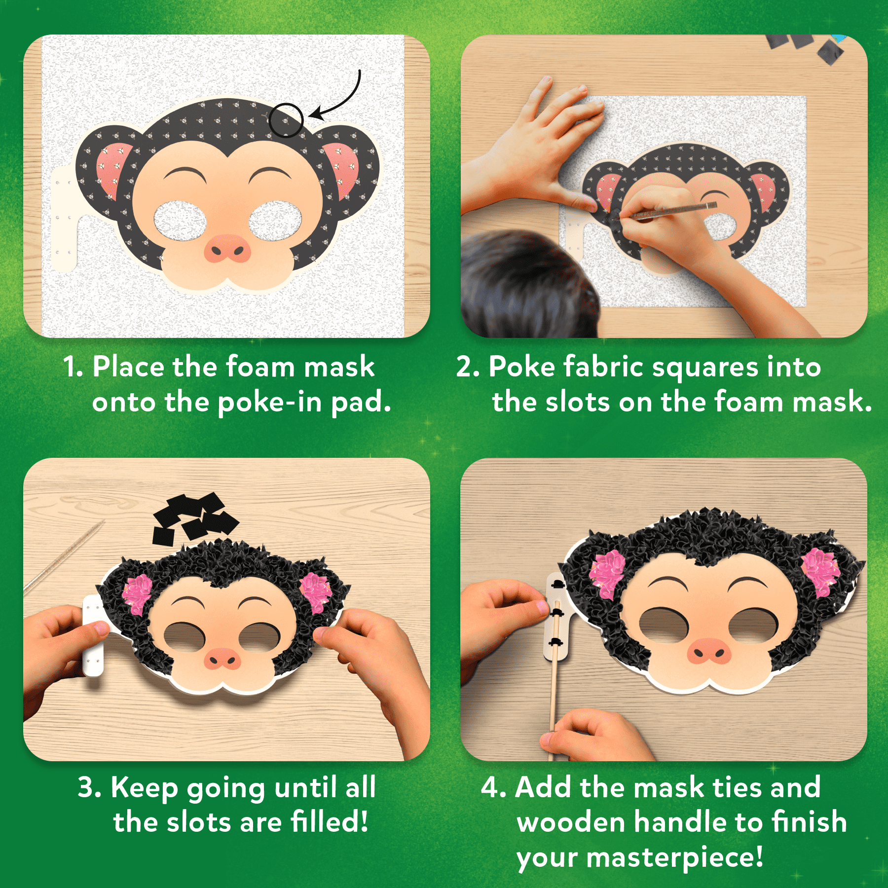 Skillmatics Poke-in Art - Animal Masks, Mess-Free Fun for Kids, DIY Wood Craft Kits, Creative Activity, Gifts for Girls & Boys Ages 4, 5, 6, 7, 8, 9