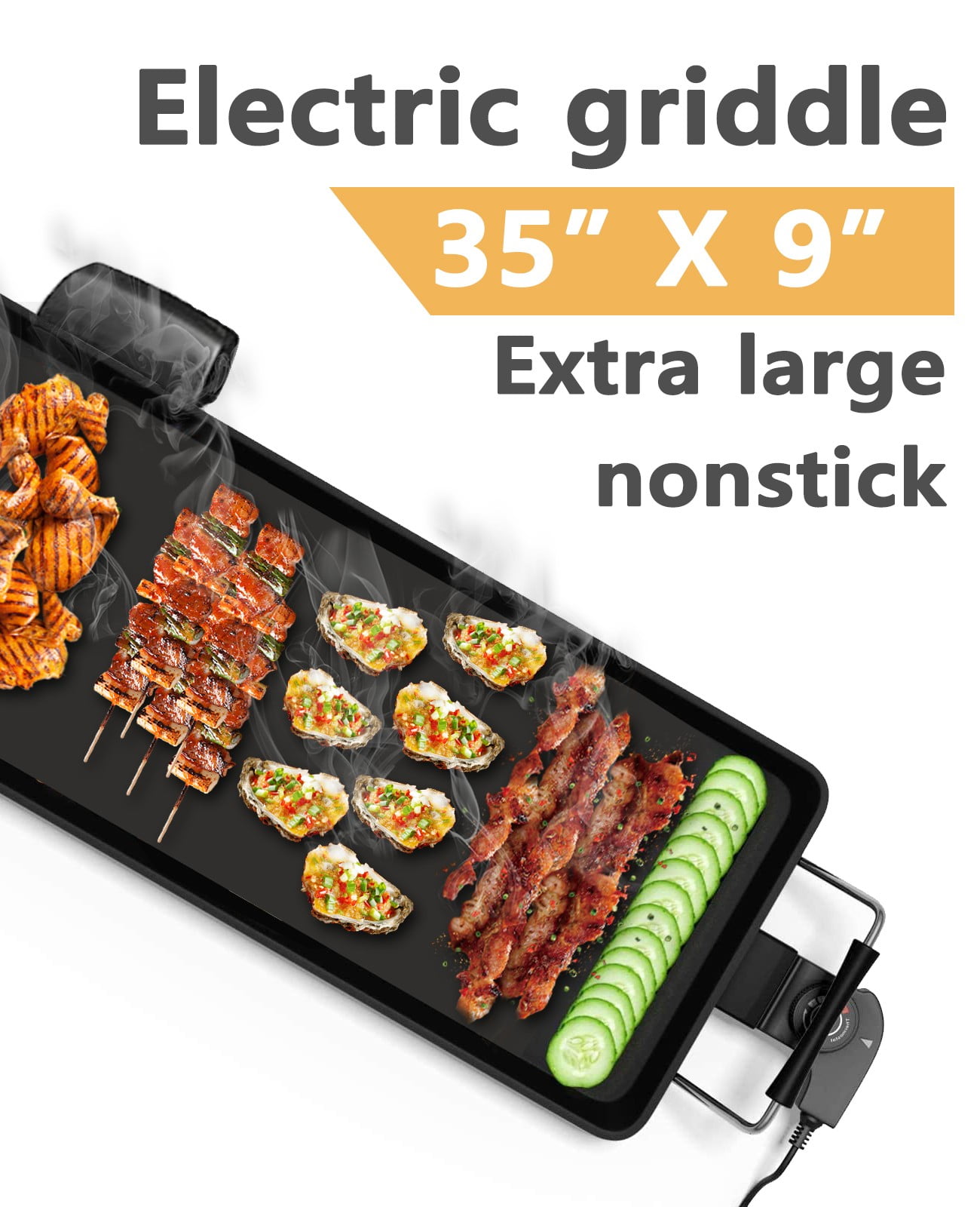 Premium Heavy Duty 35” Electric Portable Nonstick Teppanyaki Hibachi Grill  Leurex Extra Large Table Top Griddle BBQ Barbecue Indoor Outdoor Camping  with Adjustable Temperature - Yahoo Shopping