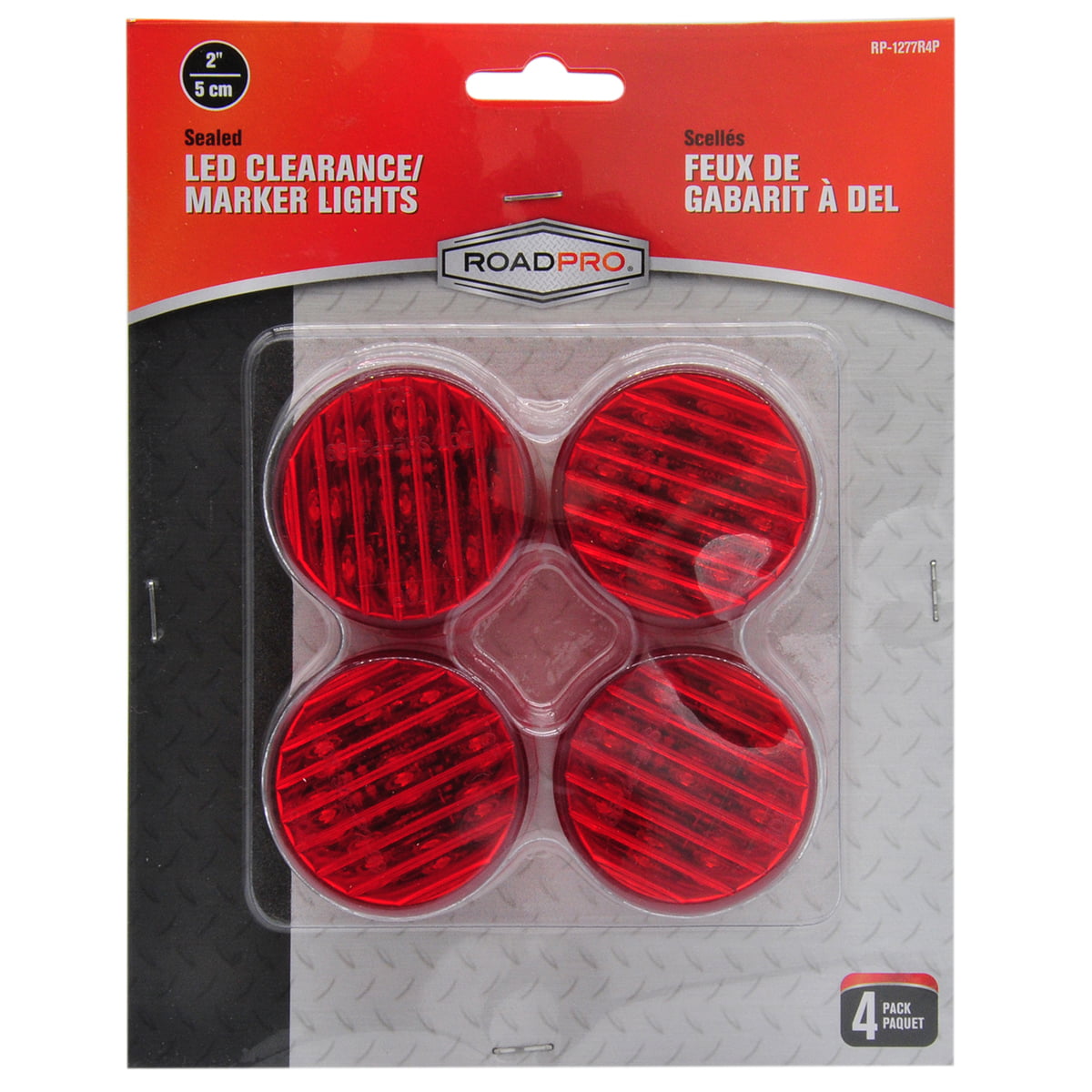 4 Pack RoadPro RP-1277R4P 2-Inch Red LED Round Sealed Light