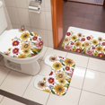 thumbnail image 5 of Retro Yellow Bathroom Rugs Set Red Daisy Watercolor Floral Plants Farmhouse Non Slip Absorbent Soft Bath Mats 3 Piece Set with Bathroom Rug, U-Shaped Floor Mat, Toilet Seat Cover Small Size, 5 of 9