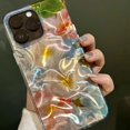 thumbnail image 4 of Funda de teléfono con diseño de flores rosas y blancas con ondas de agua de colores ilusorios de moda para iPhone 16, 15, 14, 13, 12 y 11 Pro Max, 4 of 5