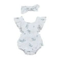 thumbnail image 1 of Ensemble d'Été pour Enfants : Cache-Couche à Col à Manches Volantées à Imprimé Floral + Bandeau, 1 of 9