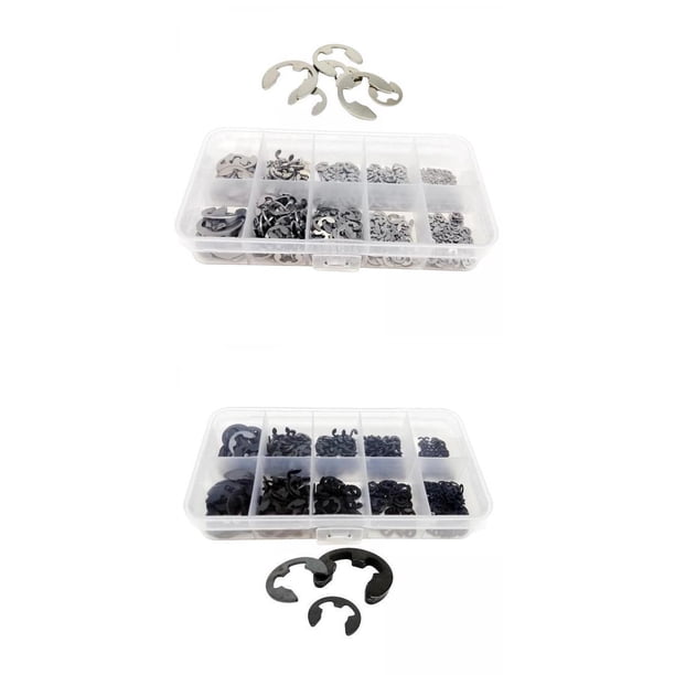 Anillo de retención externo,Anillo de hebilla E Arandela de circlip de acero inoxidable,Abrazaderas de retención externas Accesorios de arandela de anillo,Juego de 10 tamaños de anillo DYNWAVEMX Anillo de retención externo