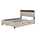 thumbnail image 6 of Miekor Furniture Queen size Upholstered Platform Bed with Storage Headboard, Twin XL Size Trundle & 2 drawers and a set of Sockets & USB Ports, Linen Fabric, Beige W5UAAA, 6 of 9