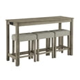 thumbnail image 2 of 4 Piece Bar Table and Chairs Tall Kitchen Breakfast Nook, 59" Sofa Table with Power Outlet - Small Dining Table Set with 3 Upholstered Stools for Living Room, Dining Room, Kitchen, Brown, 2 of 8