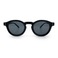 thumbnail image 5 of Hipster Keyhole Bridge Round Horn Rim Plastic Gentlemanly Sunglasses [All Black], 5 of 8