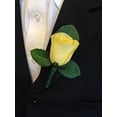 thumbnail image 3 of Classic Rose boutonniere with very nice vein pattern printed leaf. Pin included (Yellow), 3 of 3