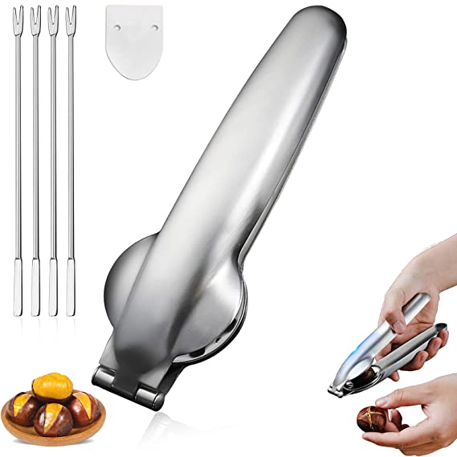 Reheyre Portable Nut Cracker Comfortable Grip, Stainless Steel