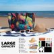 thumbnail image 5 of Fotbe Colorful Patterned Rabbit Bolsa de Viaje para Playa - Resistente al Agua, Bolsa Tote de Gran Capacidad y Ligera con 7 Bolsillos para Mujeres y Hombres, 5 of 7