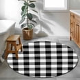 thumbnail image 4 of Round Area Rug 3 Ft, Black White Plaid Washable Non-Slip Circle Carpet for Living Room/Bedroom, Farmhouse Modern Art Checkered Low-Profile Small Floor Mats Collection Rugs for Indoor, 4 of 7