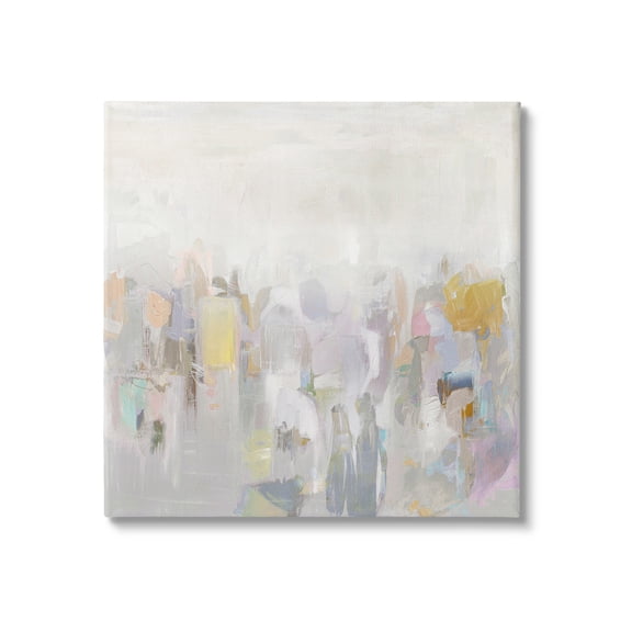 Stupell Industries Soft Grey Horizon Abstract Painting Gallery Wrapped Canvas Art Print Wall Art, 17 x 17