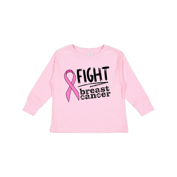 Inktastic Fight Breast Cancer Pink Ribbon Boys or Girls Long Sleeve Toddler T-Shirt