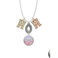 thumbnail image 2 of Delight Jewelry Silvertone Domed Multi Color MA Multi-Colored Crystal Mom Charm Necklace, 2 of 5