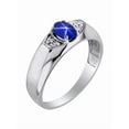 thumbnail image 3 of Rylos 14K White Gold Classic 6X4MM Oval Blue Star Sapphire & Diamond Ring - Birthstone Jewelry for Men -Size 9, 3 of 6