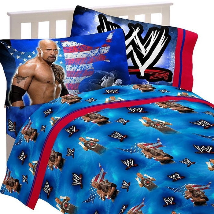WWE Wrestling Bed Sheet Set The Rock Wrestle Mania Bedding