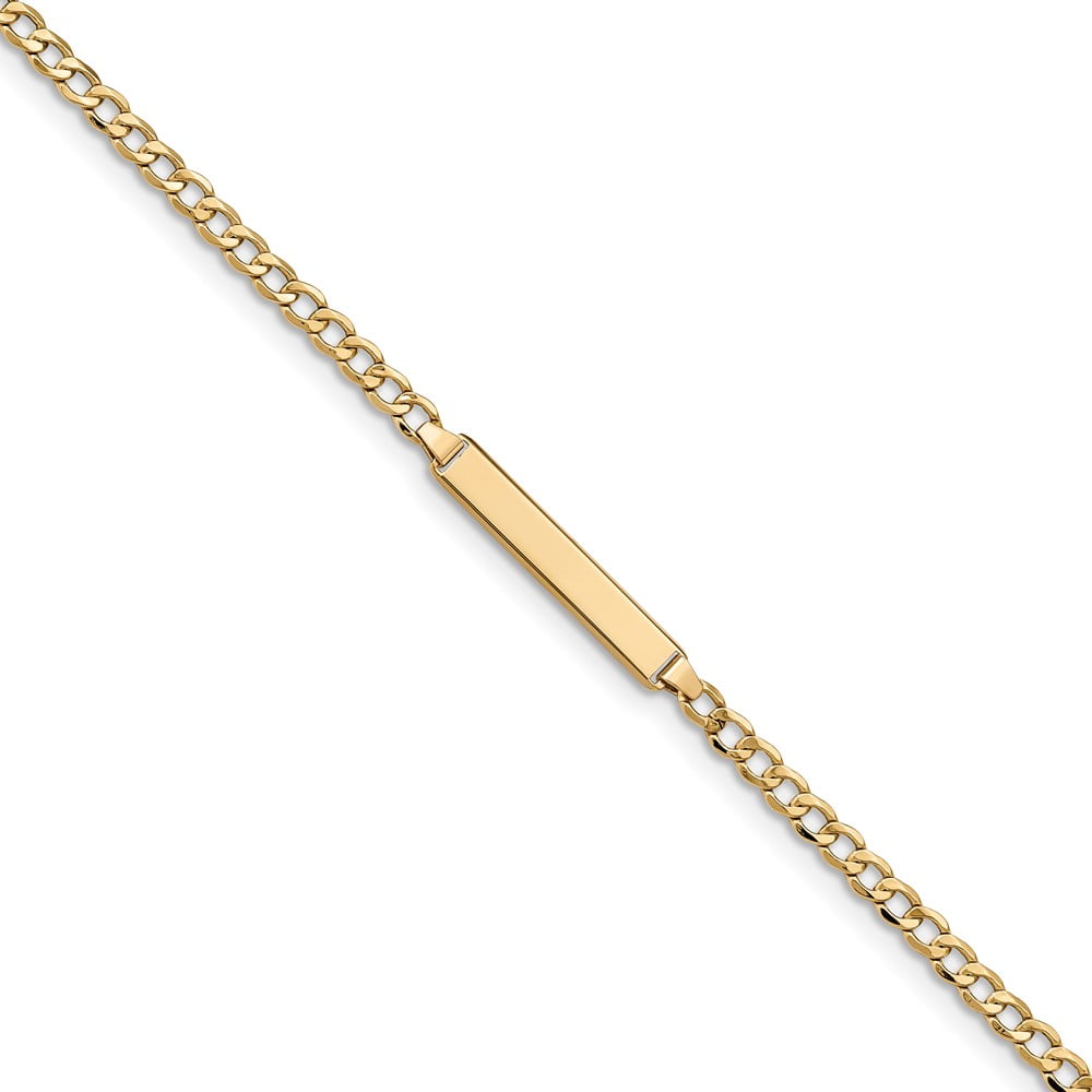 Brilliant Bijou 14k Yellow Gold Solid Polished Light Flat Cuban Chain Necklace
