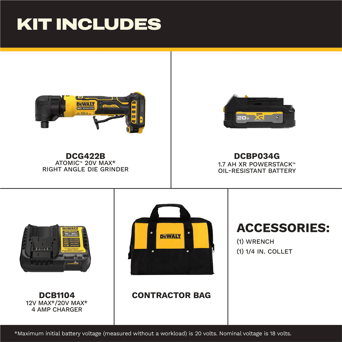DeWalt ATOMIC 20V MAX Right Angle Grinder Kit with XR PowerStack