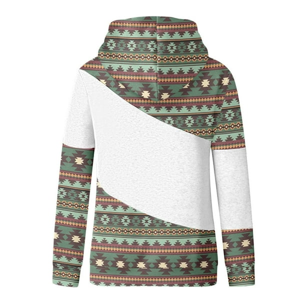 Cozy Winter Women's Geometric Print Pullover Hoodie Multicolor