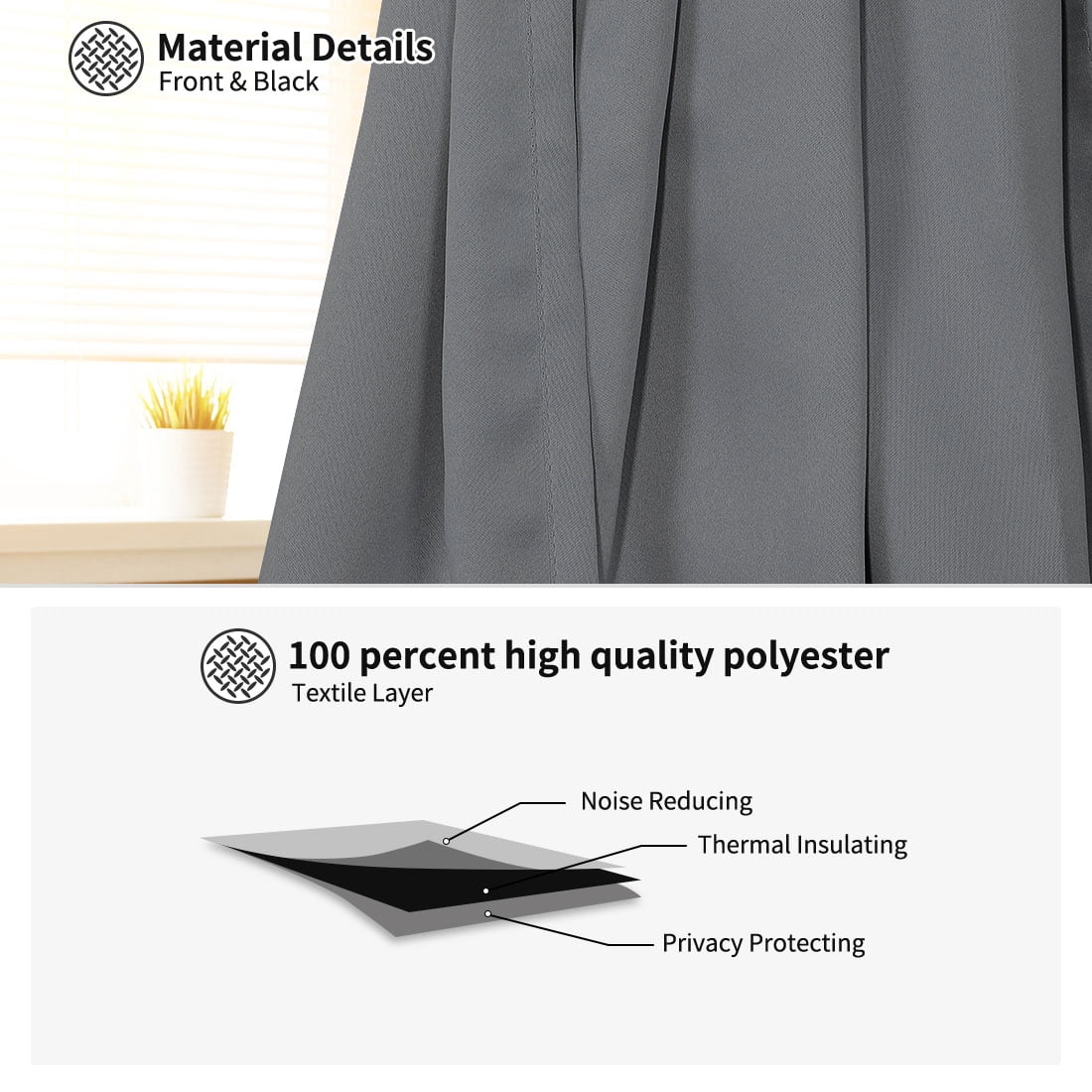 Unique Bargains Solid Window French Door Curtain Panel Gray 25" x 72"