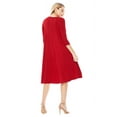 thumbnail image 3 of Women's Loose Fit 3/4 Sleeve Round Neck Jersey Knit A-Line Solid Midi Dress, 3 of 4