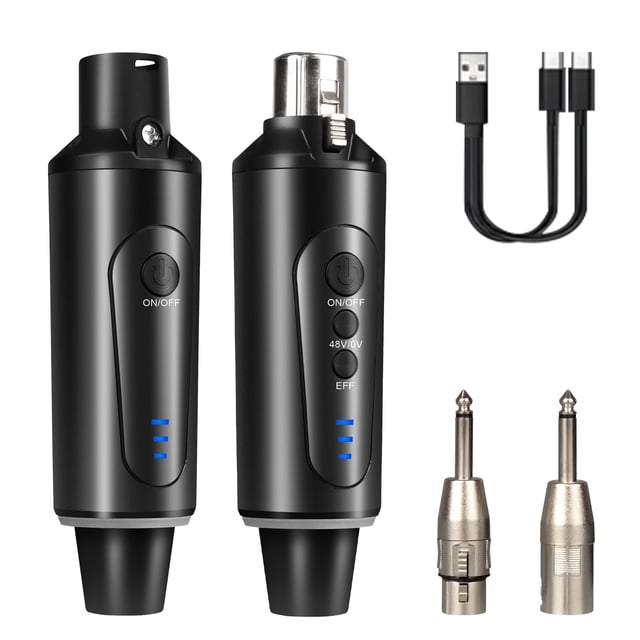 Depusheng S5 Wireless Microphone System Wireless Guitar Transmitter Receiver with XLR Plug-on Dynamic and 48V Condenser Microphon