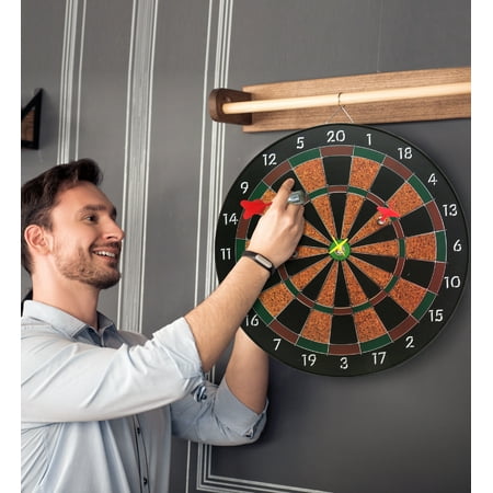 Mozlly Dartboard Pro Magnetic Darts Play Set, 16 Inch Dart Board Gaming Room Man Cave Home Office Classic Active Game Easy Set Up Indoor Outdoors Sports Themed Kids Teens Adults Toys & (Best Indoor Games For Adults)