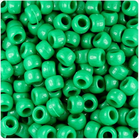 BeadTin Green Opaque 9mm Barrel Pony Beads (500pc)