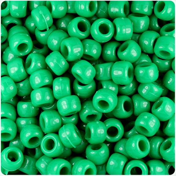 BeadTin Green Opaque 9mm Barrel Pony Beads (500pc)