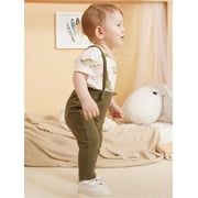 CARETOO Newborn Baby Boy Clothes 2Pcs Cotton Fabric Infant Bodysuit Casual Outfits Bib Overall Pants
