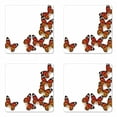thumbnail image 1 of Butterflies Coaster Set of 4, Monarch Butterfly Flying Frame Insect Exotic Weather, Square Hardboard Gloss Coasters, Standard Size, Dark Brown Marigold, by Ambesonne, 1 of 2