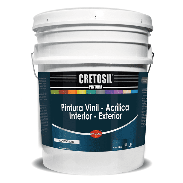 Cretosil Pintura Vinil Acrílica Mate Interior/Exterior 19 Litros (Color Amarillo Paja)