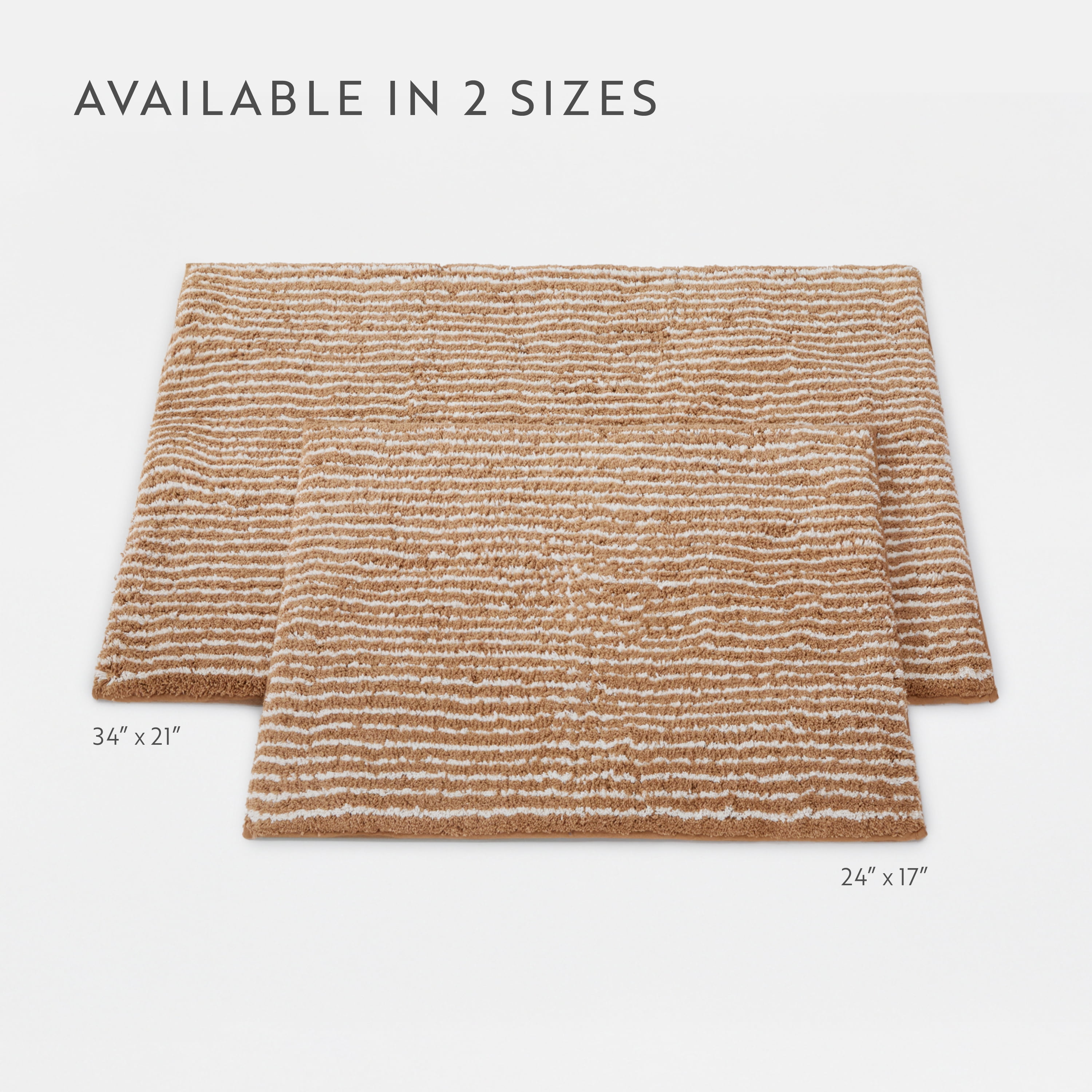 100% Cotton Pinstripe Patterned Bath Mat by Comfort Canopy, Mocha, 24" x 17"
