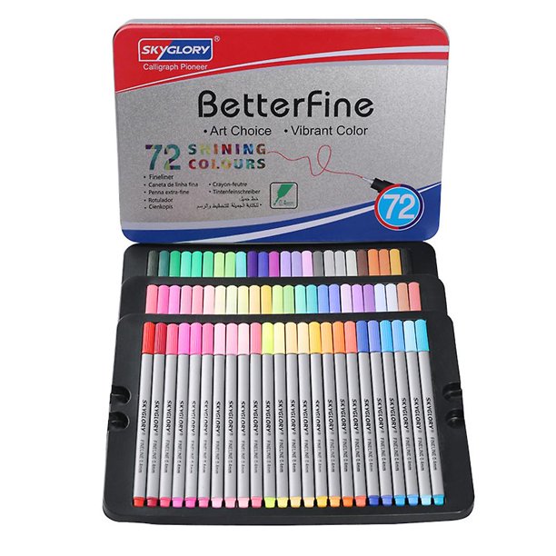 Rotulador de punta fina de 20/24/48/72/102 Uds., juego de bolígrafos de dibujo con punta fina de 0,4mm, bolígrafos de colores con almacenamiento de Metal para estuche para Colo