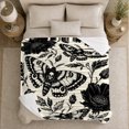 thumbnail image 5 of Gothic Death Moth Botanical Floral Gothic Motif, Cozy Friendship Quote Scene, Warm Flannel Blanket for Living Room and Reading Nook, Art Lovers Friendship Gift, Artistic Home Decor, 5 of 9