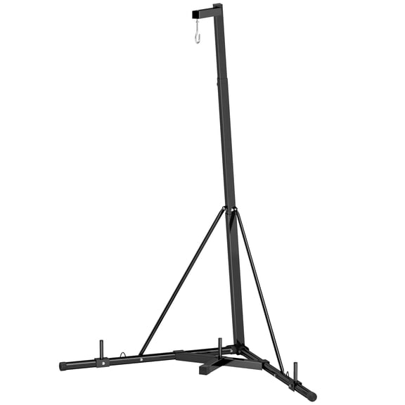 Heavy Bag Stand for Boxing, Adjustable Height Punching Bag Stand with Sturdy Tripod Base, Black Metal Kickboxing Rack for Home Gym