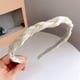 thumbnail image 3 of Diadema de perla retorcida para mujer Elegante accesorio para el cabello de tela - Tocado de moda verde blanco de 5.5 pulgadas con perlas falsas - Cabello cómodo y liviano de uso diario Fiesta Boda, 3 of 5