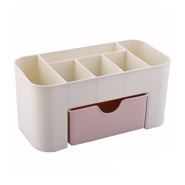 Caja de maquillaje reutilizable, duradera, antideslizante, con cajón (rosa)