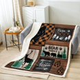 thumbnail image 2 of Bear Deer Sherpa Blanket , Checkered Plaid Patchwork Fleece Blanket Teen Adult Bedroom,Woodland Trees Throw Blanket Country Farmhouse Flannel Blanket,, 2 of 4