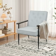 Accent Sofa Chair Fabric Accent Chair Metal Tapered Leg Modern Comfy Decorative Single Sofa with Arm Side Chair Slipper Chairs for Living Room Bedroom Club Leisure Sofa Upholstered Sofa Chairs, Grey