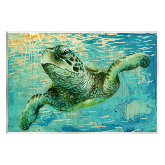 Stupell Industries Turtle & Abstract Rays Animals & Insects Painting Unframed Art Print Wall Art, 15 x 10