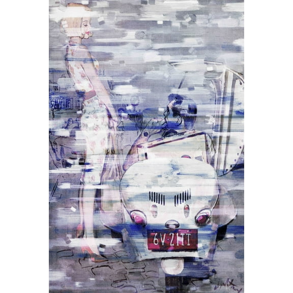 Parvez Taj Pt-Sepfash-37-C-45 45" X 30" "Wanna Ride?" Art Print On Stretched Canvas