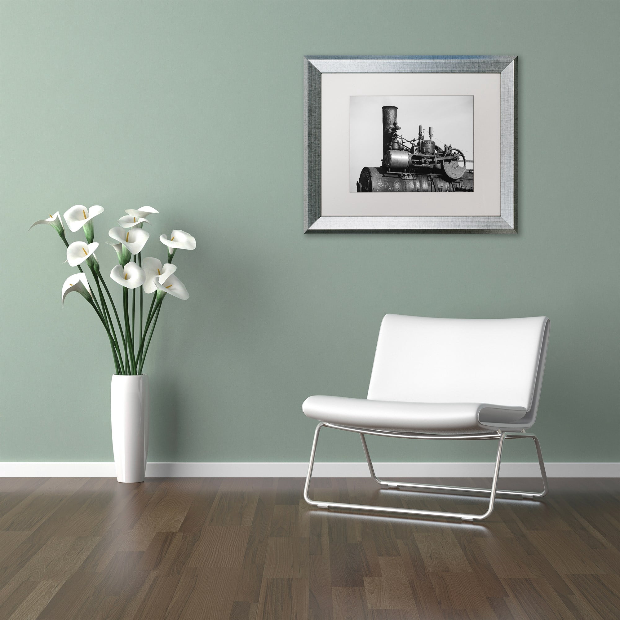 Trademark Fine Art "Steam Engine" Canvas Art by Jason Shaffer, White Matte, Silver Frame
