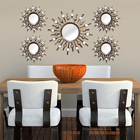 Stratton Home Decor Burst Bronze Wall Mirrors Set Of 5 Shd0087