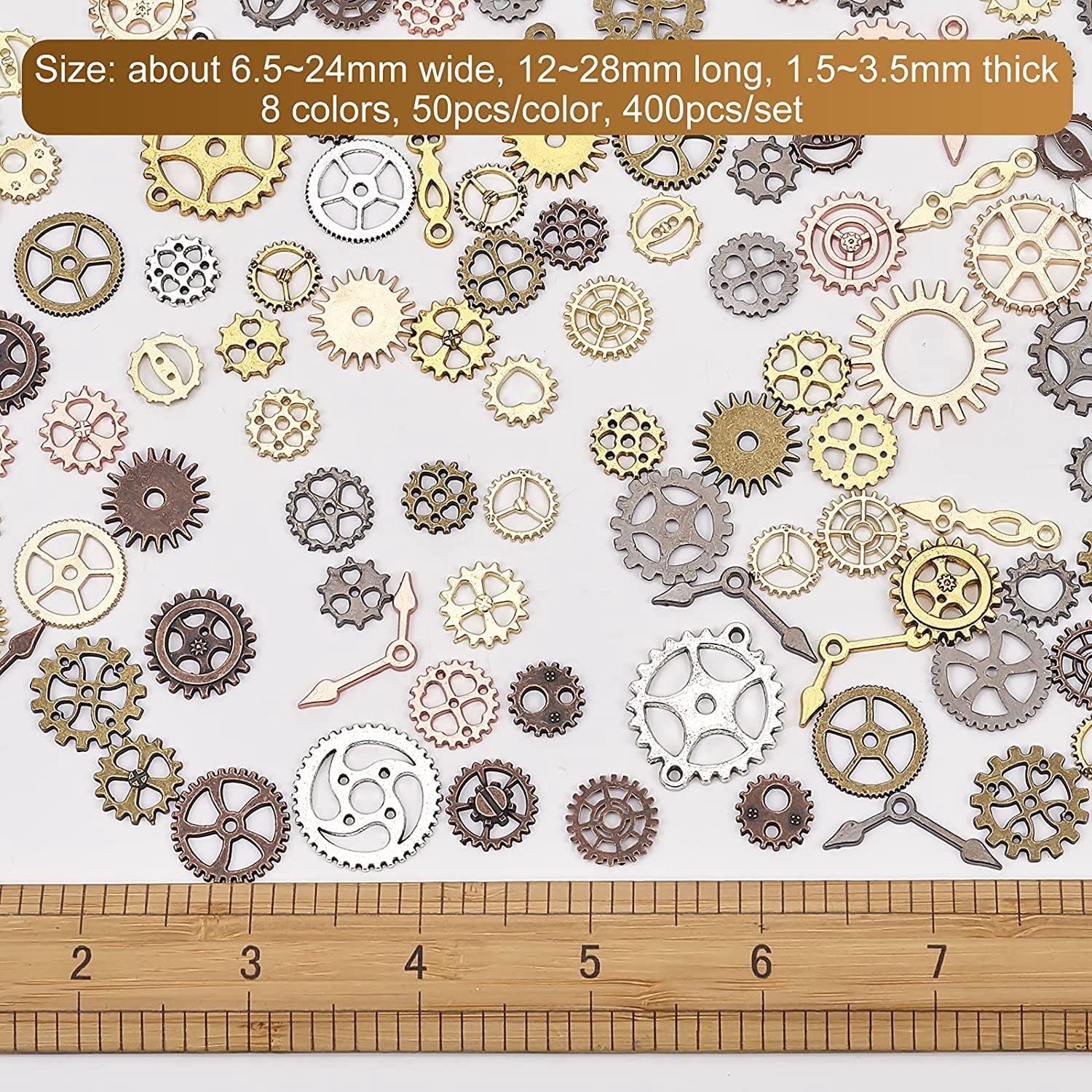 DIY 400Pcs Resin Fillers Antique Steampunk Gears Charms 8-Color UV Epoxy Resin Supplies Filling Accessories Mixed Color DIY