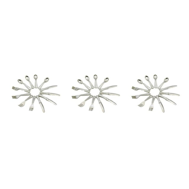 serony 12 Pcs Miniature Plates Realistic Elegant Appearance Fork Exquisite Tableware Model Minihouse Accessories Meaningful Gift A-silver 3Set