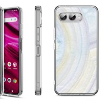 Shockproof Phone Case for T-Mobile Revvl 8, by OneToughShield - Marble / Rainbow